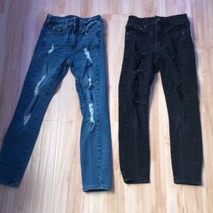 AERO RIPPED JEGGINGS SIZE 000 SHORT BLACK AND BLUE